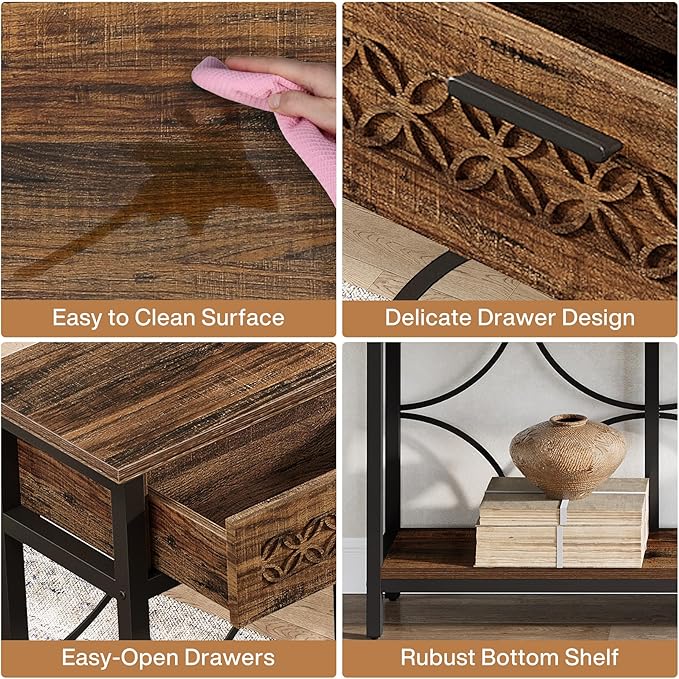 Tribesigns Console Table with Drawers, 70.9-Inch Extra Long Entryway Table with Storage for Entryway, Living Room, Foyer, Unique Design