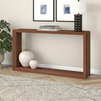 Henn&Hart 55'' Wooden Rectangular Console Table Entryway Table, Sofa Table with Wooden Shelf for Entryway, Living Room, Couch, Hallway, or Office, Satin Walnut