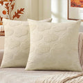 decorUhome Decorative Two Beige Pumpkins Thanksgiving Throw Pillow Covers 18x18 Set of 2, Soft Chenille Jacquard Farmhouse Textured Pillow Covers for Couch Bed Sofa Autumn Harvest Halloween Holiday