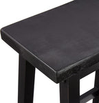 Amazon Basics Solid Wood Saddle-Seat Kitchen Counter Barstool with Footrest, Easy Assembly - 24-Inch Height - Black - Set of 2