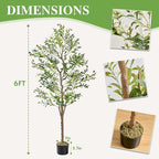 VECELO Artificial Olive Tree 6FT(72inch), Tall Faux Olive Trees in Pot, Fake Silk Plant with Dried Moss for Indoor Outdoor Home Office Decor, 2 Pack
