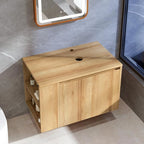 Bathroom Vanity, Natural Color Wall-Mounted Bathroom Vanity with Hidden Drawer (Nature Without Sink, 36")