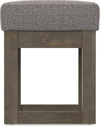 SIMPLIHOME Milltown 27 inch Wide Contemporary Rectangle Footstool Ottoman Bench in Pebble Grey Tweed Look Fabric, Assembled, for the Living Room and Bedroom