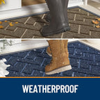 OLANLY Front Door Mat Indoor Outdoor Entrance, Waterproof All-Season, All-Weather Doormat, Sturdy Natural Rubber, Low Profile, Easy Clean Patio Porch Entryway Mat, Herringbone Brick (Brown, 47x23)