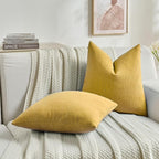 FUTEI Mustard Yellow Decorative Throw Pillow Covers 22x22 Inch Set of 2,Soft Cozy Wheat Ear Striped Patterns Cushion Cases,Modern Home Decor for Couch Bed Living Room