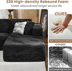 Bashaw 108" Cloud Sectional Couch Sofa with L-Shape Chaise, Modern Modular Sofa Couch Upholstered Couches for Living Room Bedroom, No Assembly Required (Black, L Shape)