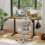 Shahoo 45.2 Inch Standing Desk, Electric Height Adjustable Computer Desks with Hook and Cable Hole, Rustic Brown