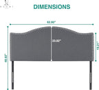 Naomi Home Catalina Queen Headboard – Adjustable Linen Upholstered Tufted Panel with 12 Height Settings, Wall-Mount or Bed Frame Mount, Sturdy Wood Frame, Nailhead Trim – Light Gray