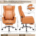 DYHOME Orange Leather Office Chair with Massage and Footrest, Heavy Duty Task Desk Chairs, Swivel Ergonomic Computer Gaming Chairs with Lumbar Support, Wheels Flip-up Arms Adjustable Height