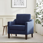 VKNOW Mid Century Modern Accent Chairs Set of 2, Upholstered Living Room Chairs Armchair for Bedroom, Comfy Reading Accent Chairs with Wood Legs for Living Room, Navy Blue