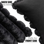 Neelvin Black Faux Fur Cozy Soft Plaid Decorative Throw Pillow Covers 22x22 inch Set of 2,Velvet Pillowcase Cushion Case for Sofa Couch