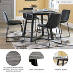 Signature Design by Ashley Centiar Mid Century Round Dining Room Table with Metal Legs, Gray & Black