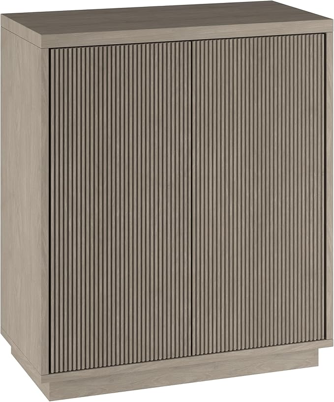 Henn&Hart 28" Fluted Wooden Accent Cabinet, Modern Ribbed Sideboard Buffet Cabinet with 2 Doors and an Adjustable Shelf for Living Room, Dining Room, Bedroom or Entryway, Antiqued Gray Oak