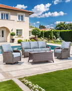 Luxury 22x24/22x25 6-Inch Outdoor Chair Cushions Set of 4 - Heavy Duty Water-Resistant Comfortable Cushion for Patio Furniture Dining Gliding Rocker Loveseat L-Shape Sofa - Baby Blue