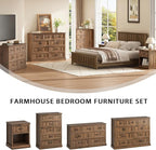 CARPETNAL Farmhouse 9 Drawer Dresser for Bedroom, 55 Inch Wide Modern Brown Dresser TV Stand with Large Drawers & Bar Handles, Rustic Wood Chest of Drawers for Bedroom, Living Room, Hallway, Entryway.