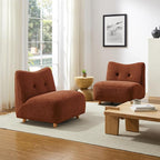 Art Leon Modern Accent Chair - Fabric Modular Sofa Chair Armless Chair with Wooden Legs Set of 2 for Living Room Bedroom Brown