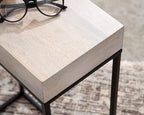 Kate and Laurel Karlsen Wood and Metal Narrow Side Table; 16 x 24 x 8; Whitewash and Black; Modern Transitional Slim Nightstand with Mixed Materials Design