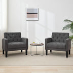 TYBOATLE Accent Chairs Set of 2, Mid Century Modern Upholstered Tufted Living Room Chair for Bedroom, Armchair for Waiting Room, Reading Chair for Office, Grey