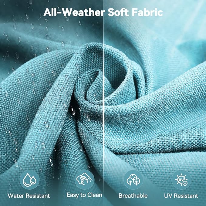 Luxury 6" Outdoor Cushions for Patio Furniture, 24x24x6" Thick Seat Cushion Set of 10, Fade Resistant Couch Chair Replacement Cushions High Density Deep Wicker Chair Cushion w/ Removable Cover, Teal
