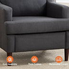Mid-Century Accent Chair Modern Linen Fabric Armchair for Living Room,Comfy Upholstered Reading Chairs for Bedroom,Single Sofa Chair with Wood Legs (Darkgrey, Set of 1)
