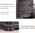 T4TREAM 2 Drawer File Cabinet-30 Wide Wooden Extended Desktop, Farmhouse Filing Cabinet with Smooth Rails, Holds Letter/Legal/A4, Hexagonal Design & Framed Drawer Fronts, Dark Rustic Oak