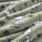 Berkshire Blanket Peanuts VelvetLoft Cute Character Snoopy Plush Throw Blanket,Peanuts Poses and Paws Loden,Throw 55 in x 70 in (Official Peanuts® Product)