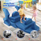 15 Pcs Modular Kids Play Couch, Toddler Couches That Fold Out, Plush Foam Chair for Children’s Playroom, Velvet Fabric Convertible Foam and Floor Cushion for Boys and Girls (Blue,27)