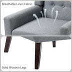 Accent Chair, Mid-Century Modern Fabric Chairs with Arms for Living Room, Comfy Upholstered Club Single Sofa Armchair for Bedroom Waiting Room with Solid Wood Frame (Fabric Grey, Set of 2)