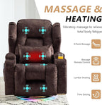 Power Swivel Rocker Recliner Chairs, Electric Wall Hugger Reclining Sofa with Massage & Heat, Comfy Theater Seating Single Chair with LED Light/USB/Type-C Ports (Velvet Brown, Set of 2)