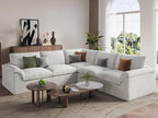 EASE MOOSE Oversized Cloud Couch Sectional Sofa, L-Shaped Modular Couch for Living Room, Minimalist Boneless Convertible Couches, 5-Seat Deep Sofas for Bedroom, Chenille (White)