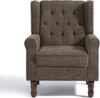 UIXE High Back Accent Chairs Set of 2, Fabric Upholstered Armchair Wingback Arm Club Chair for Living Room, Comfy Single Sofa Bedroom Reading Seat with Solid Wood Legs - Taupe