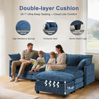 111.4" U Shaped Cloud Couch Sectional with 2 Ottoman｜Modular Chenille Sofa with 29.1" Deep Seat｜FSC Solid Wood Frame｜Easy Assembly & 1YR Guarantee｜for Living Room Bedroom Apartment