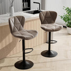 Bar Stools Set of 2,Adjustable Swivel Barstools, Faux Leather Bar Chairs,Upholstered Counter Height with High Backrest for Kitchen Island, Dark Khaki