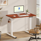 FLEXISPOT EN1 One-Piece Standing Desk 40"x24" Mahogany - 1" Thick Desktop, Home Office Use, Height Adjustable with 4 Memory Presets, Supports Multiple Monitors, 2 Packages