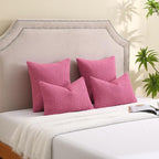 FUTEI Pack of 2 Hot Pink Decorative Throw Pillow Covers 24x24 Inch Soft Cozy Solid Boucle Textured European Cushion Case,Modern Home Decor for Couch Bed Living Room