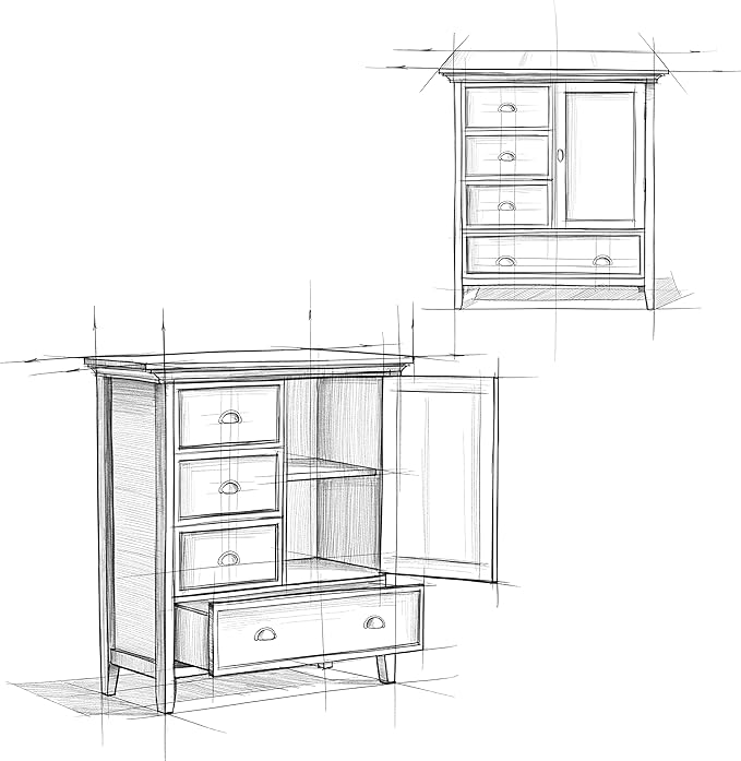 SIMPLIHOME Redmond SOLID WOOD 39 Inch Wide Transitional Medium Storage Cabinet in Hickory Brown, For the Living Room, Entryway and Family Room