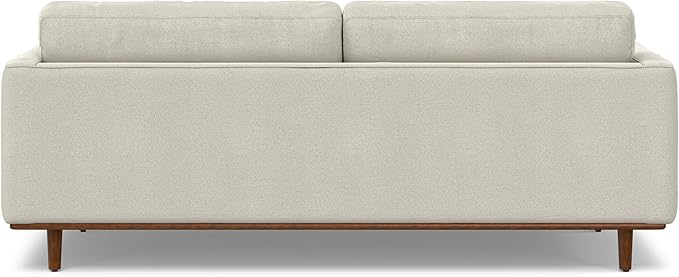 SIMPLIHOME Morrison 89-inch Wide Sofa in Cream White Woven-Blend Fabric, Handcrafted Mid-Century Modern Couch for Living Room or Family Room, Single Bench Cushion, Bolster Pillows