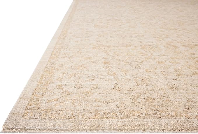 Loloi Chris Loves Julia Palma Collection PLM-01 Ivory/Sand 3'-6" x 5'-6" Fringe Accent Rug Vintage Style Boho Living Room Bedroom Carpet