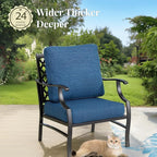 Patio Furniture Set 7 pcs, Outdoor Patio Furniture, 3-Seat Sofa, 2 Swivel Chairs, 2 Single Chairs, 2 Ottomans and 5.75" Extra Thick Cushion, Conversation Set for Deck,Gemstone Blue