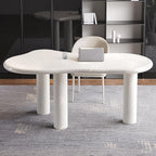 Modern Cream-White Office Desk with Beige Business Chair, Large Computer Table Set, Minimalist and Sturdy Workstation and Workstation, Ideal for Office, Home Office, and Gaming (Desk with One Chair)