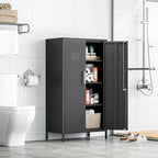 Tall Narrow Storage Cabinet 51.18" H Bathroom Cabinet Metal Pantry Cabinets, 3 Adjustable Shelves for Kitchen, Home Office, Living Room, Dinning Room (Black)