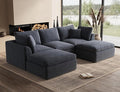 110" Cloud Sectional Couches for Living Room, Boneless U Shaped Couch with Ottoman, 3 Seater Modular Sectional Sofa, Dark Grey