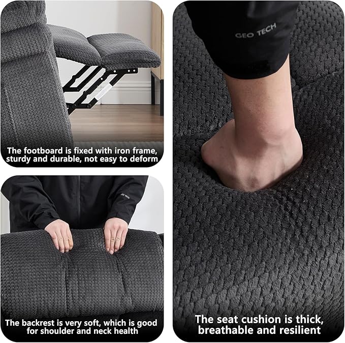 CANMOV Recliner Sofa Set, Manual Recliner Loveseat and 3-Seat Sofa with Overstuffed Armrest for Living Room,Bedroom Furniture,Office,2+3 Seat Grey