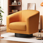360° Swivel Accent Chairs, Modern Bucket Chair, Corduroy Barrel Armchair, Comfy Boucle Chair, Single Sofa for Living Room Bedroom. Orange