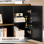 Tribesigns 85.8-Inch L-Shaped Executive Desk with File Drawers, Door Cabinet & Shelves, Extra Large Commercial Office Desk, Modern Professional Office Table, Business Furniture, Warm Brown & Black
