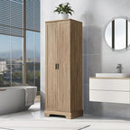 Tall Storage Cabinet, Bathroom Floor Freestanding Storage Cabinet with 2 Doors, 5 Shelves, and Adjustable Shelves for Bathroom, Office, Living Room, Brown