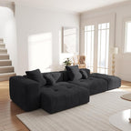 WJShome 119" L Shaped Sectional Couch,Modern Modular Sofa with Ottoman,Linen Deep Loveseat with Pillows Couches for Living Room, Bedroom and Apartment,Black