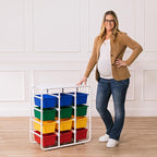ECR4Kids 4-Tier Storage Rack with 12 Cubby Bins 4x3, Multipurpose Organization, Primary