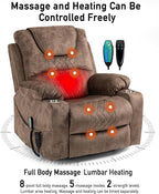 Oversized Lazy Boy Recliner Chair, 2 Motor Leather Recliner, Nursing Lift Chair with Massage and Lumbar Heating, Functional Adult Power Recliner with Cup Holders