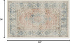 RUGGABLE Washable Vintage Area Rug – Sarrah Coral 3x5, Stain-Resistant, Non-Slip – Small Machine Washable Rugs for Living Room, Bedroom, Hallway, Entryway & Office–with Standard Pad